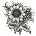 sunflower with delicate vines elbow bend tattoo design idea