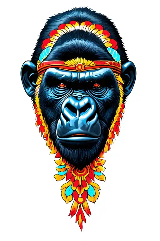 taino Gorilla warrior tattoo design idea