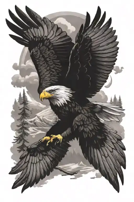 Outdoor scene featuring an eagle tattoo design idea