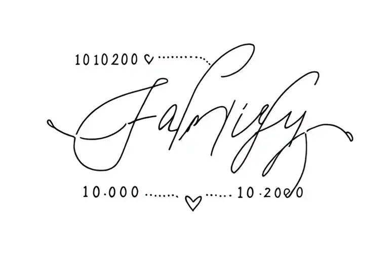family birth dates 10 10 2000 tattoo design idea