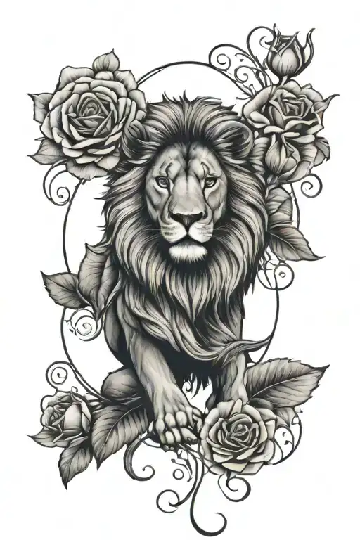 lion roses mandala design incorporating tattoo design idea