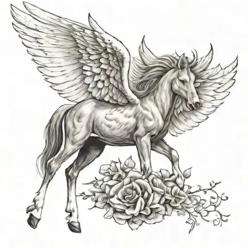fawn with angel wings spread. he should look like pegasus only make  a fawn instead of a horse tattoo design idea