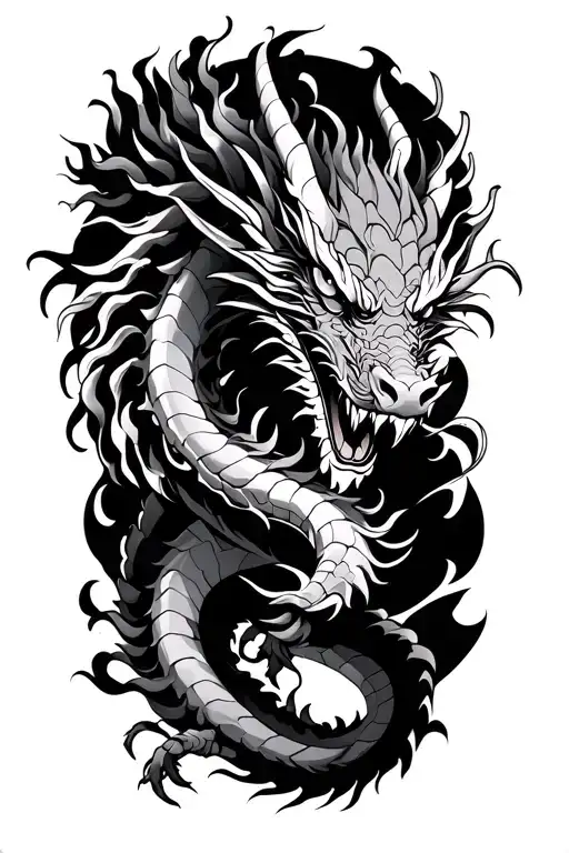 fine line Japanese style dragon for forearm tattoo tattoo design idea