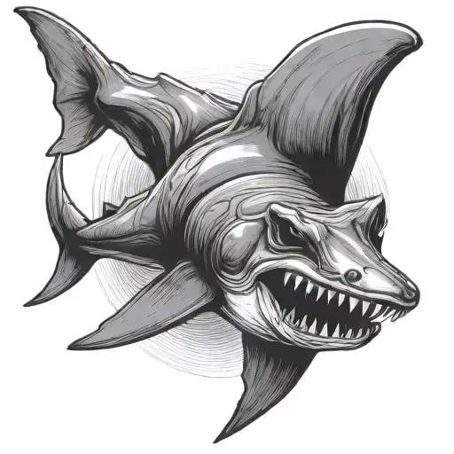 hammerhead shark top view tattoo design idea