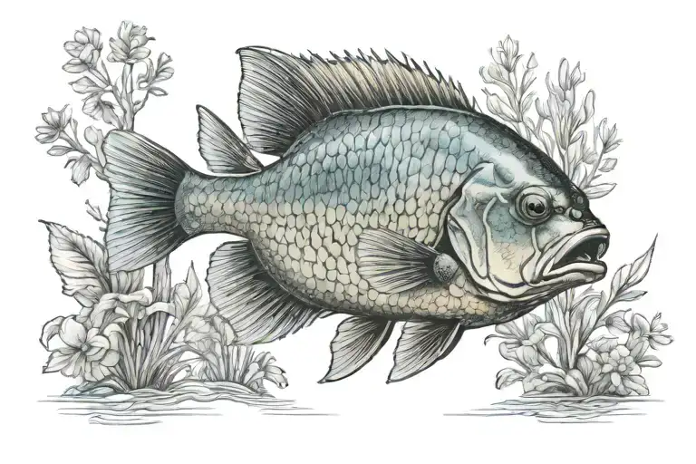 outdoors bluegill fish swimming tattoo design idea