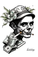Ego,Poems  ,Coffee,Cigarettes,Piercings,Music,Lights,Emojis,Money,Blowjobs tattoo design idea