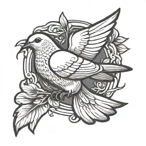 small dove bird rip tattoo design idea