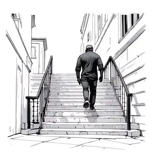Man Walking Up Stairs tattoo design idea
