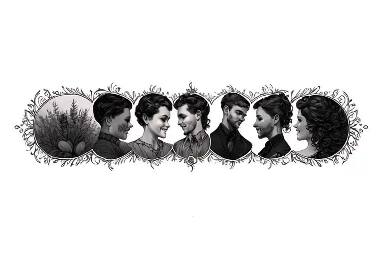 Seasons for mom, dad, son and daughter separate tattoo tattoo design idea