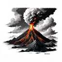 volcano tattoo design idea