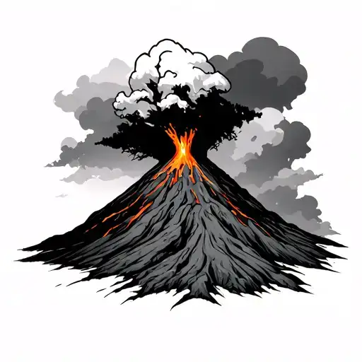 volcano tattoo design idea
