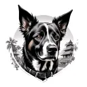 dog cambodia scenery tattoo design idea
