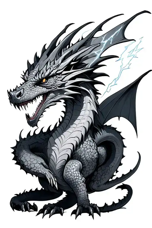 Dragón Smaug with Lightning tattoo design idea