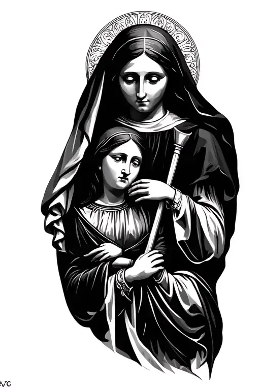 mother Mary and Joan of arc tattoo design idea
