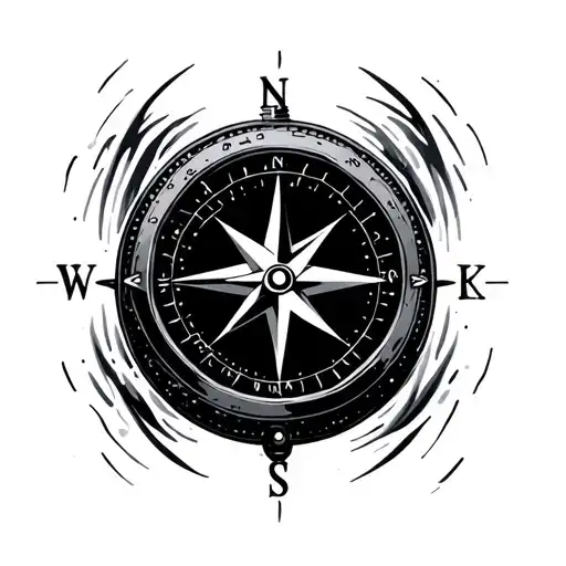 compass surrounded by soundwaves , aurora tattoo design idea