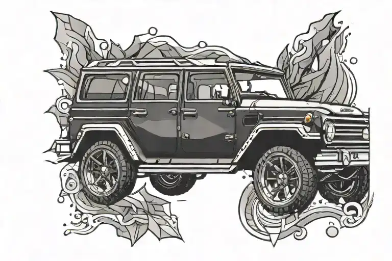 a black diamond with detailed edges that flows smoothly into the second half, depicting a stylish car tattoo design idea