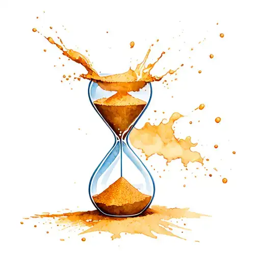  hour glass exploding with sand pouring out  tattoo design idea