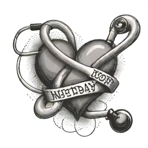 Stethoscope forming a heart shape with the words Not today wrapped around it tattoo design idea