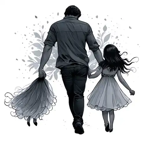 father daughter holding hands tattoo design idea
