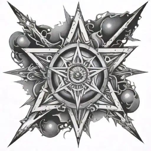 Chaos Star eye surrounded tattoo design idea