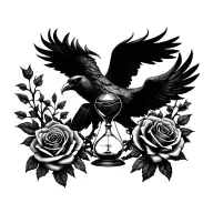 raven phoenix steampunk hour glass roses tattoo design idea