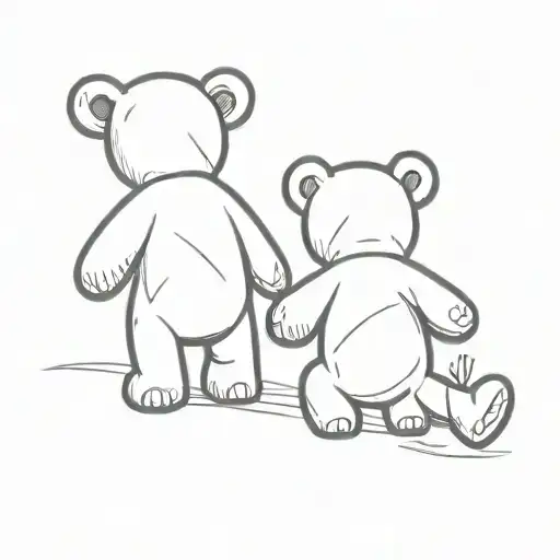 teddy bears back to back tattoo design idea
