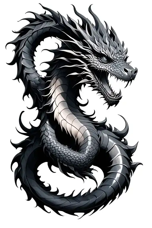 dragon intertwined tattoo design idea