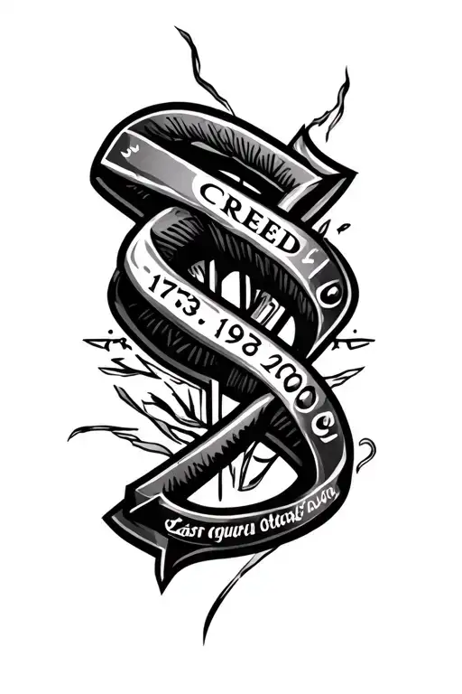 creed last name with 1973, 1976, 2001, 2000 dates  tattoo design idea