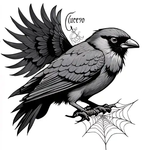 An animal called Cuervo Precisely a bird with cobwebs for the traditional left pectoral tattoo design idea