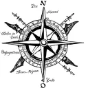 Compass anchor with 4 names tattoo design idea