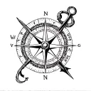 Compass anchor with 4 names tattoo design idea