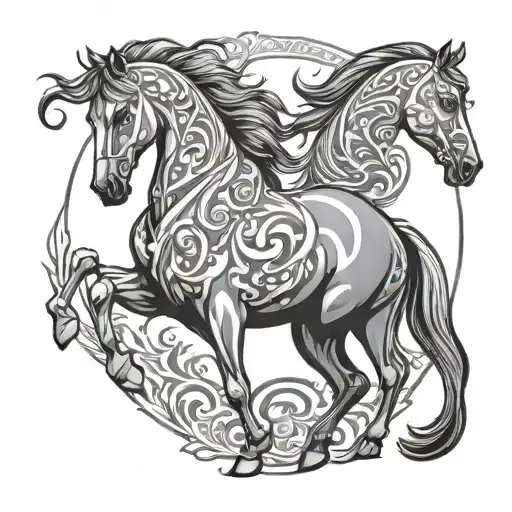 arabian horse in nordic mythological style tattoo tattoo design idea