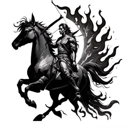 centaur archer with fire element tattoo design idea