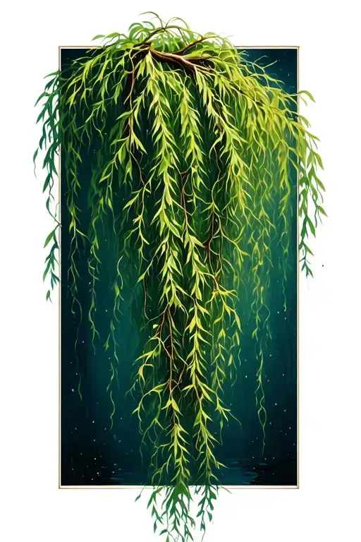 weeping willow flowing branch wrapped tattoo design idea
