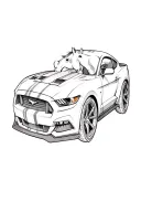 ford mustang logo with a 3d ghosted image of horse in the back ground. tattoo design idea