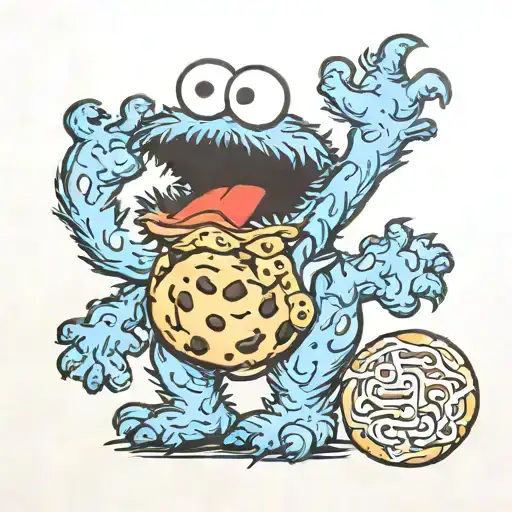 cookie monster tattoo design idea
