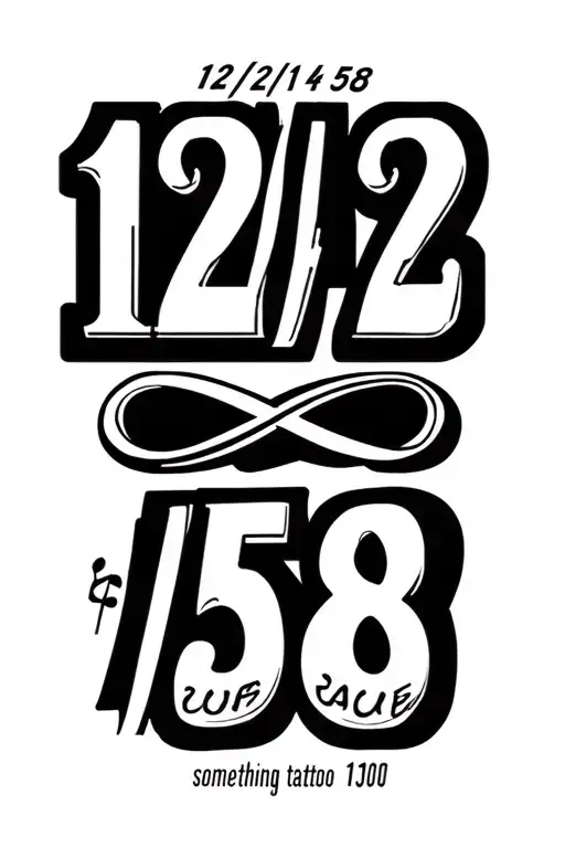 "12/14/58" the date below and then a sign like -infinity, but also add something with music tattoo design idea