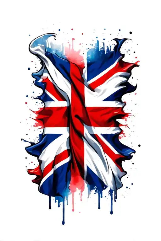 Union Jack flag furled tattoo design idea