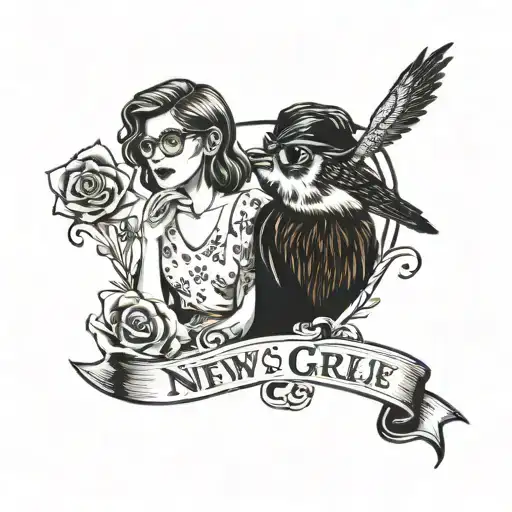 For a sibling tattoo design that incorporates your shared love for "New Girl," "Schitt's Creek," and "The Office," along tattoo design idea