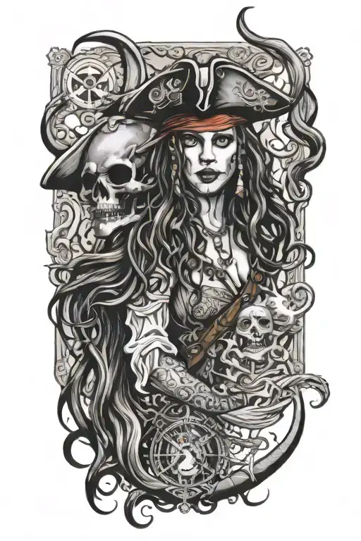 Pirates of the Caribbean, mermaids, kraken tattoo design idea