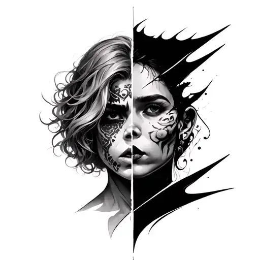 Split Personality tattoo design idea