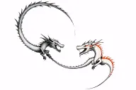 two dragon flying away tattoo design idea