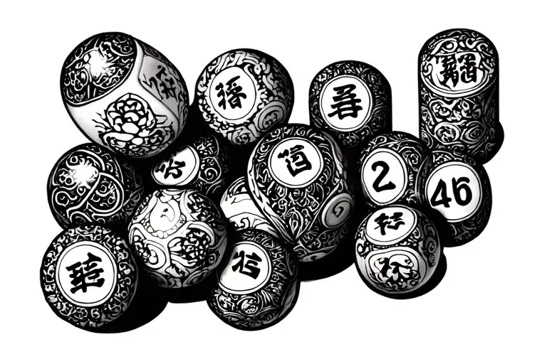 one ball mahjong with 02 04 24 date tattoo design idea