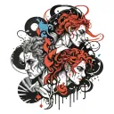 Aries, Gemini, aquarius and Leo in harmony represented in a Greek mythological style tattoo design idea