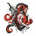 Aries, Gemini, aquarius and Leo in harmony represented in a Greek mythological style tattoo design idea