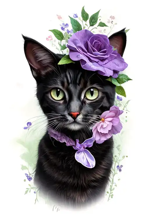 Alice In Wonderland and cat face made tattoo design idea