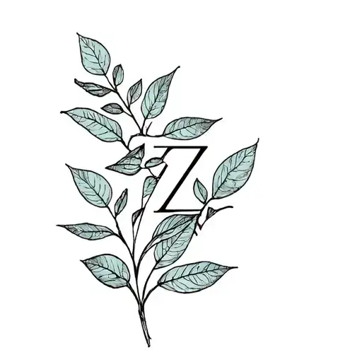 "Z" eucalyptus leaves growing tattoo design idea