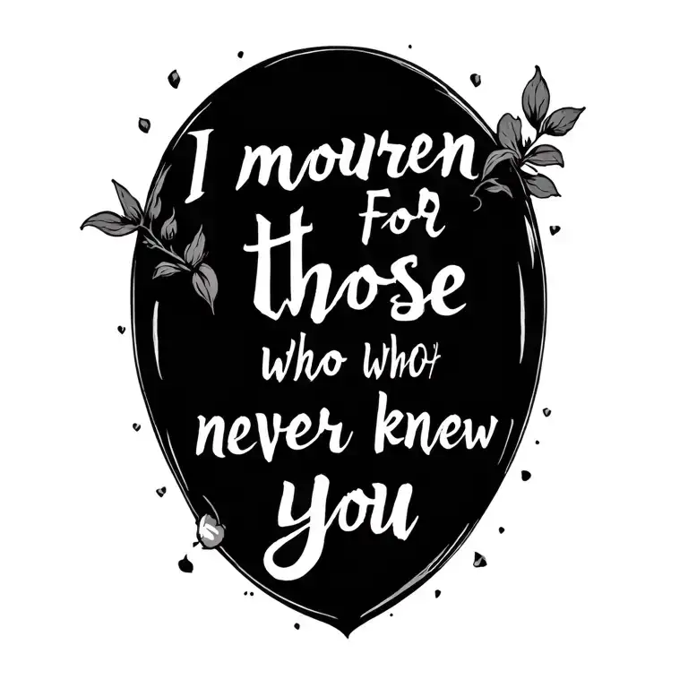 small, simple memorial in calligraphy style, words "i mourn for those who never knew you" tattoo design idea