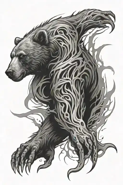 bear clawing skin arm tattoo design idea