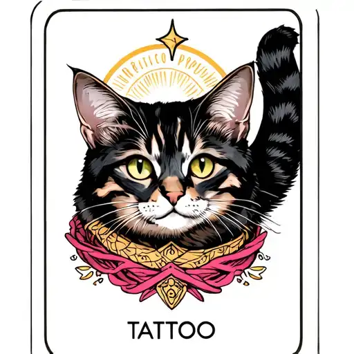 tarot card with a cat saying protector  tattoo design idea